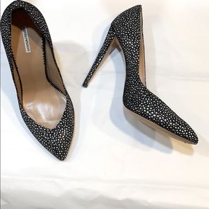 Emperio Armani black suede silver speckled heels